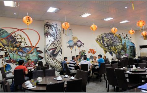 九江海鲜餐厅墙体彩绘